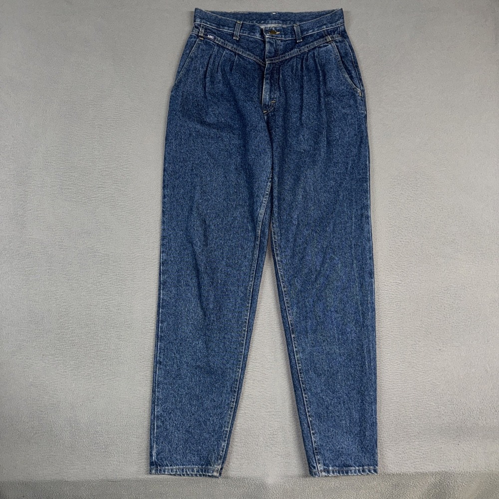 Lee Jeans Womens 14 Long Blue Tapered Pleated Denim 100% Cotton USA Vintage